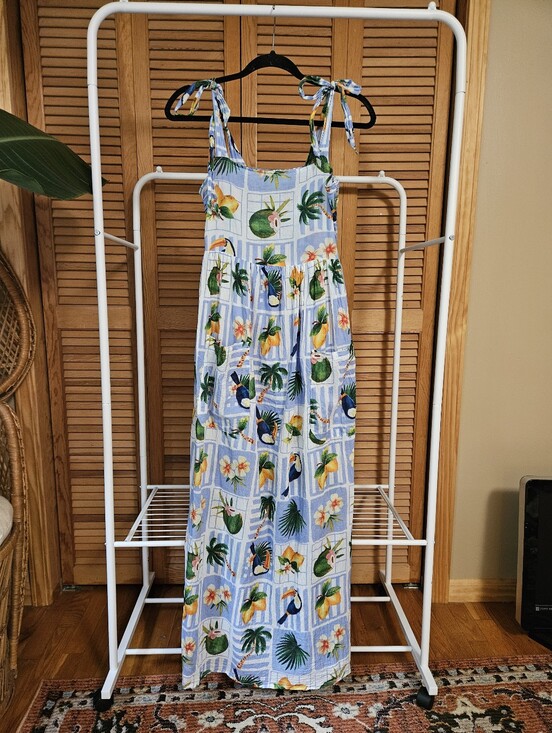 True Destinations Dresses & Skirts - Tropical Print Cotton Maxi Dress